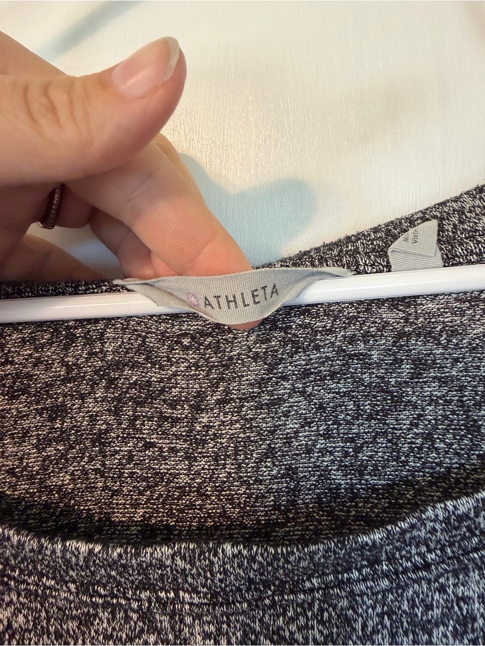 Athleta Black and White Marled Long Sleeve Top - Picture 2 of 4